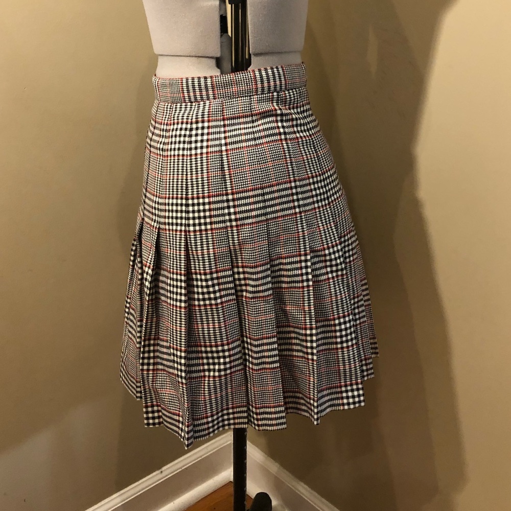 Black, White, & Red Plaid Skirt